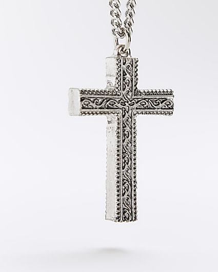 Silver colour cross necklace
