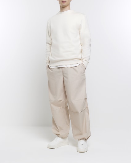 Stone regular fit parachute trousers