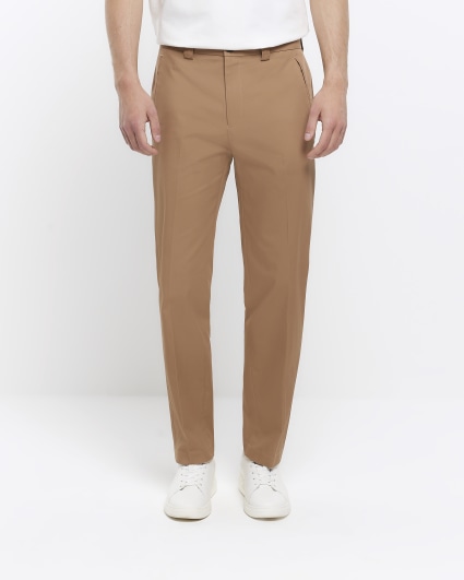 Stone tapered fit smart trousers