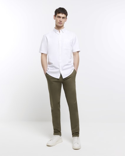 White regular fit short sleeve lyocell shirt