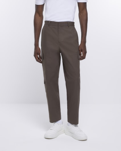 Brown Slim Fit Cargo Trousers