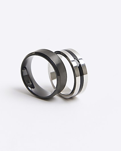 2PK black stainless steel rings