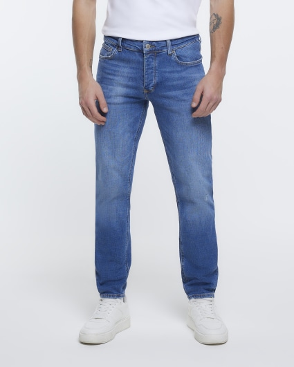 Blue slim fit ripped jeans