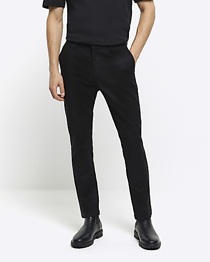 Black slim fit smart chino trousers