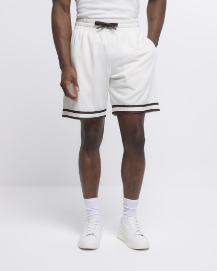 Ecru slim fit taped shorts