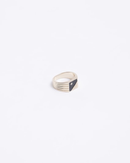 Gold colour enamel square ring