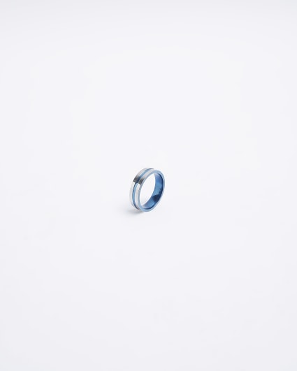 Blue stainless steel cross ring