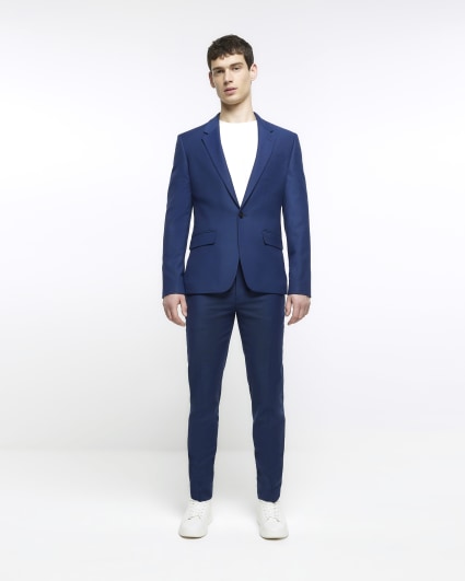 Blue skinny fit suit jacket