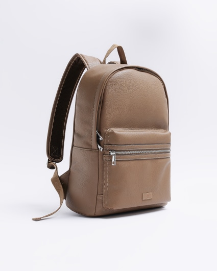 Brown faux leather rucksack