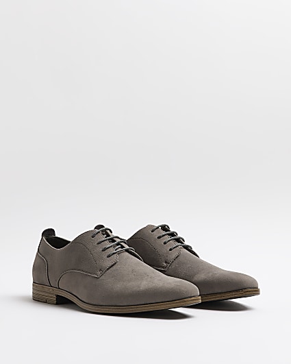 Grey suedette derby shoes