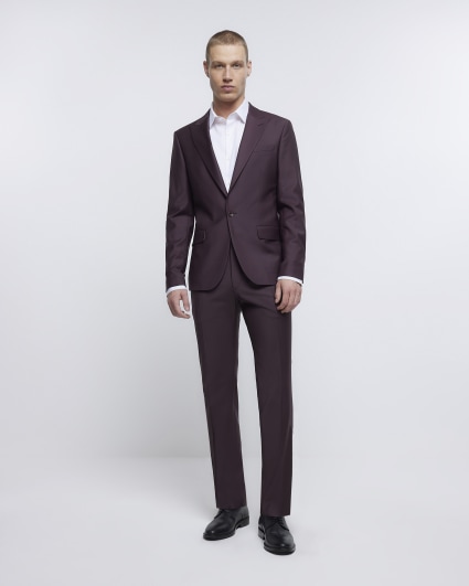 Purple slim fit wool premium suit jacket