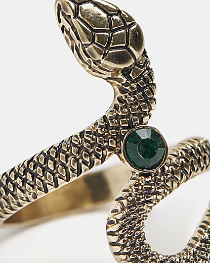 Gold colour emerald Snake Ring