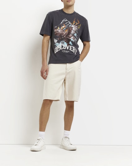 Grey Oversized fit Eagle Graphic t-shirt