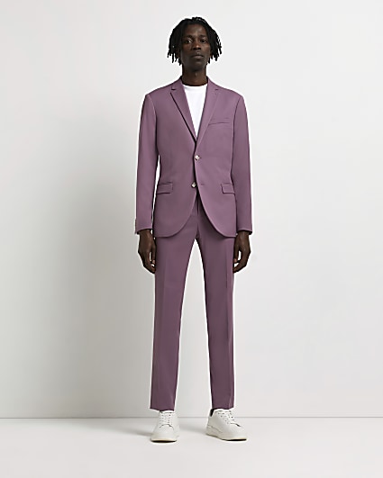 Pink super skinny fit suit jacket