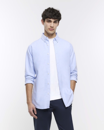 Blue slim fit oxford shirt