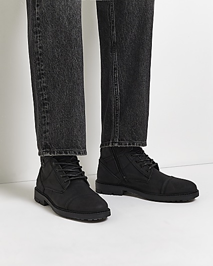 Black Lace Up zip Boots