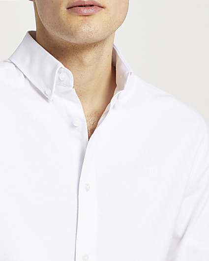 White slim fit long sleeve Oxford shirt