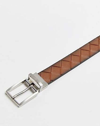 Brown weave reversible belt