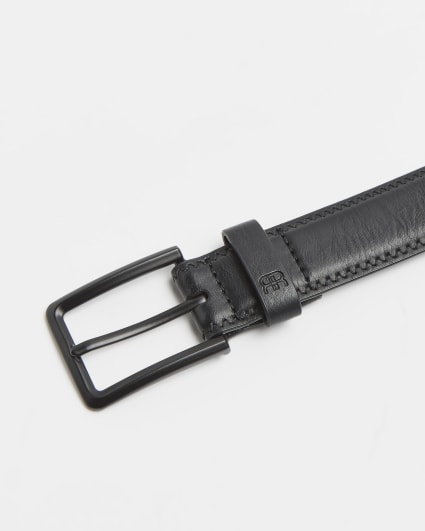 Black faux leather smart belt