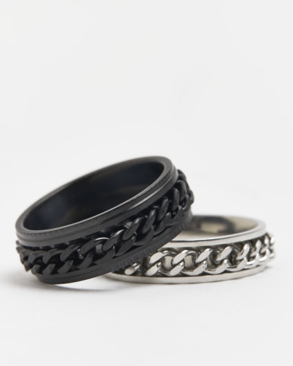 Black stainless steel rings multipack