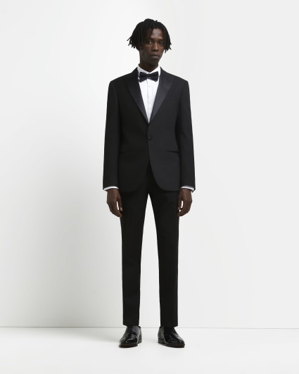 Black slim fit tuxedo suit jacket