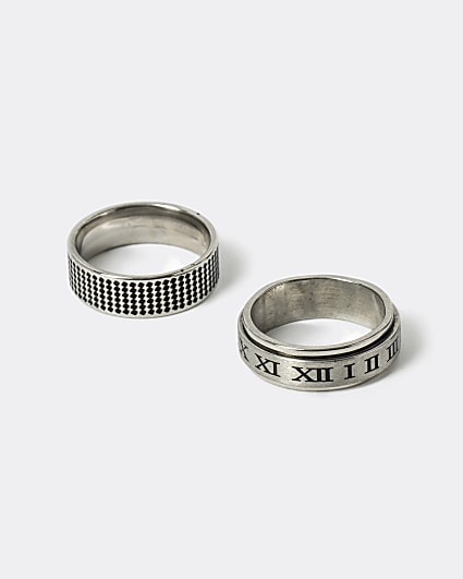 Silver colour stainless steel embossed rings