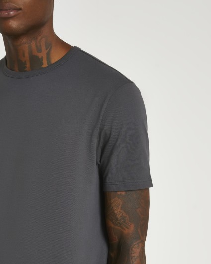 Grey multipack slim double curve hem t-shirts