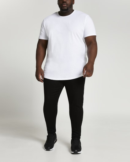 Big & Tall white curved hem slim fit t-shirt