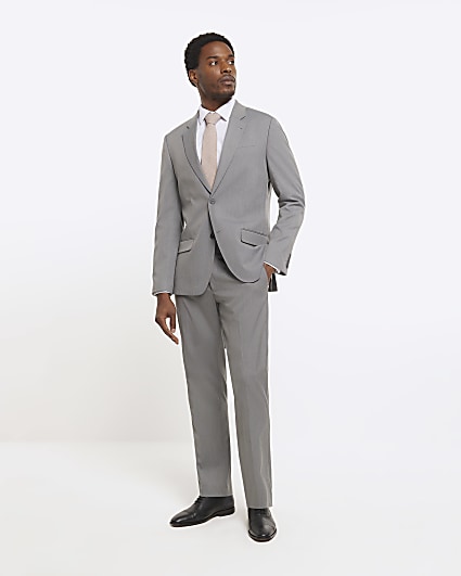 Grey Slim fit Twill Suit Jacket