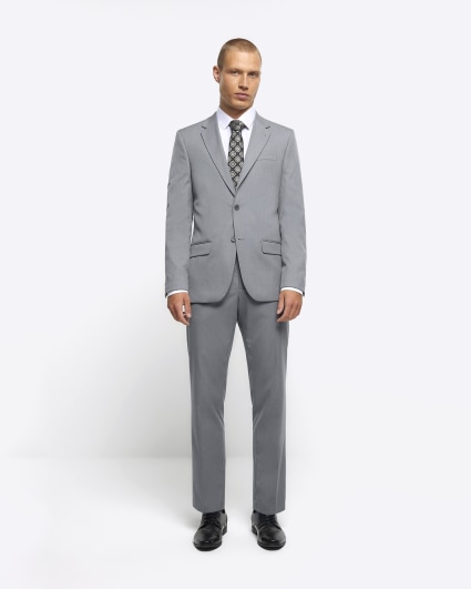 Grey Skinny fit twill suit waistcoat