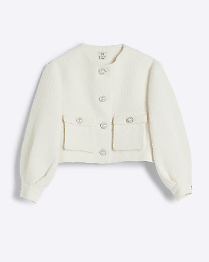 Girls cream boucle jacket