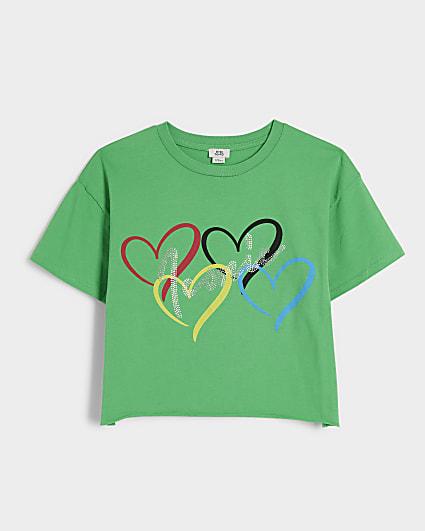 Girls green Olympics graphic t-shirt