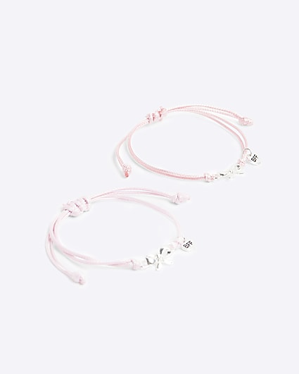Girls pink bow BFF bracelet