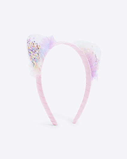 Girls pink cat ear head band