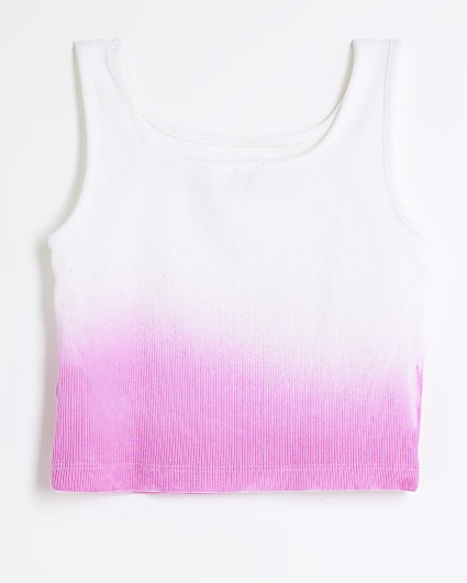 Girls pink dip dye tank top