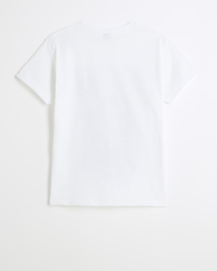 Girls white graphic t-shirt