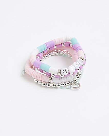Girls pink beaded bracelets 5 pack