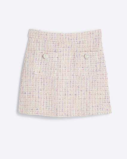 Girls pink boucle skirt