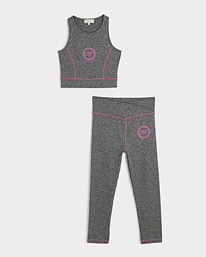 Girls grey RI Active seam tank top set