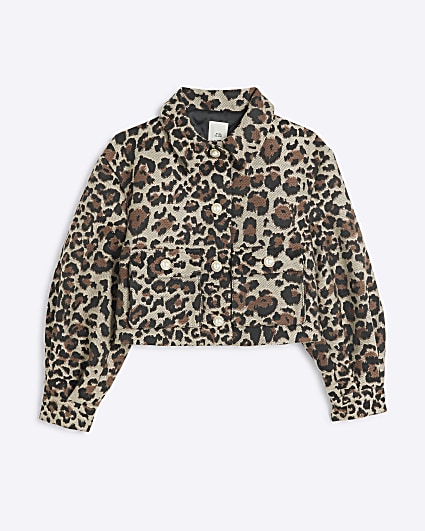 Girls brown leopard print jacket
