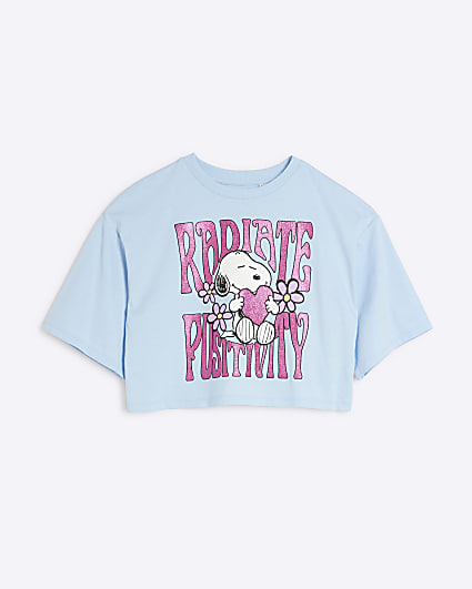 Girls blue Snoopy graphic crop t-shirt