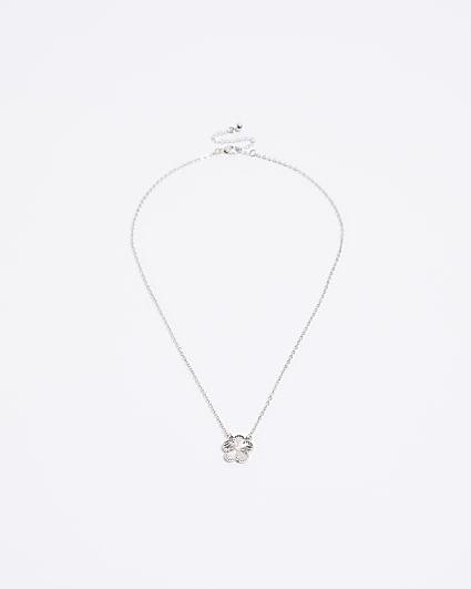 Silver colour flower necklace