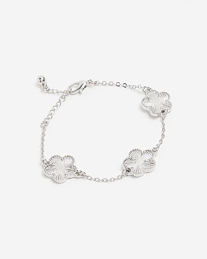 Silver colour flower bracelet