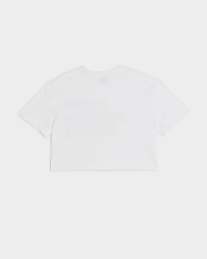 Girls White Ombre graphic print t-shirt