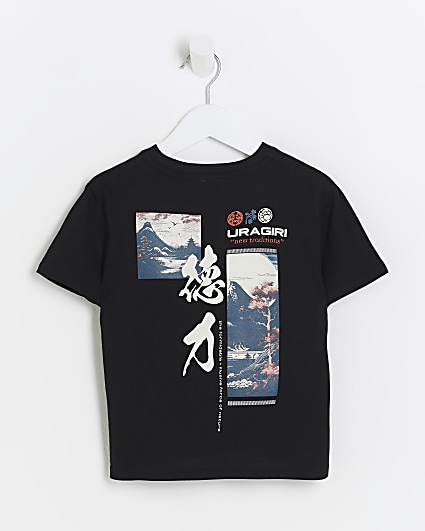 Mini Boys Black Graphic Print T-shirt
