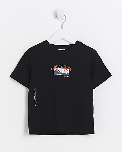 Mini Boys Black Graphic Print T-shirt