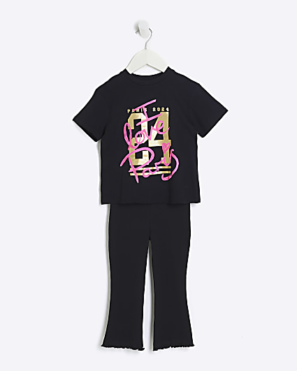Mini Girls Black T-shirt and Leggings Set