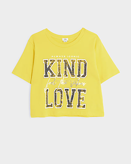 Girls yellow graphic print t-shirt