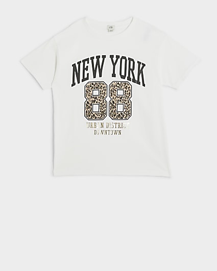 Girls white Number Graphic Print T-Shirt