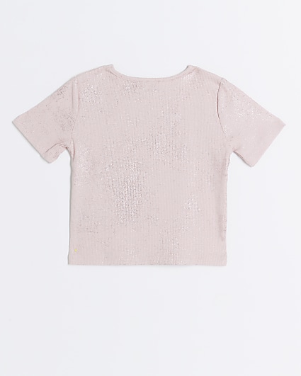 Girls pink metallic foil t-shirt